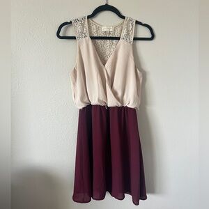 My Michelle | Cream & Maroon Dress